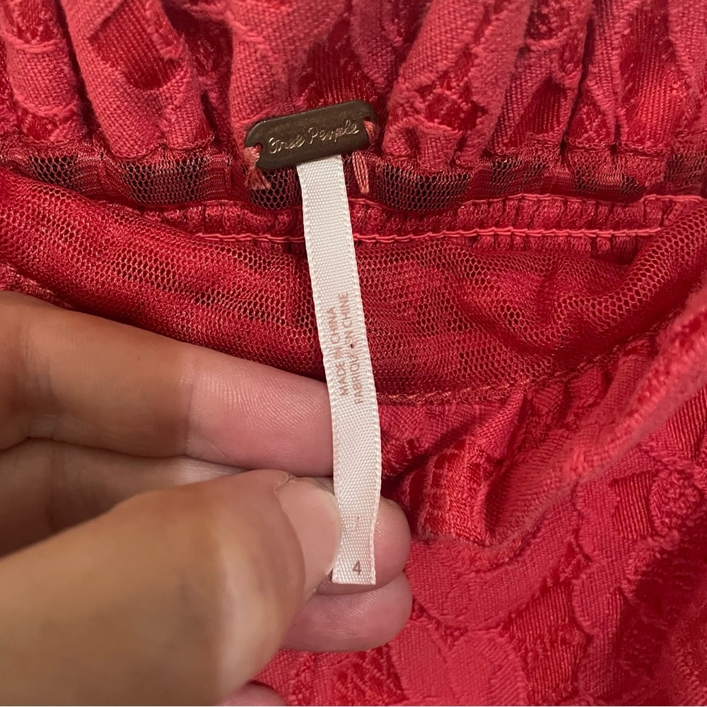 Free People Fiona Jacquard Lace Ruffled Smocked Crop Corset Top Pink 4 - Picture 12 of 14